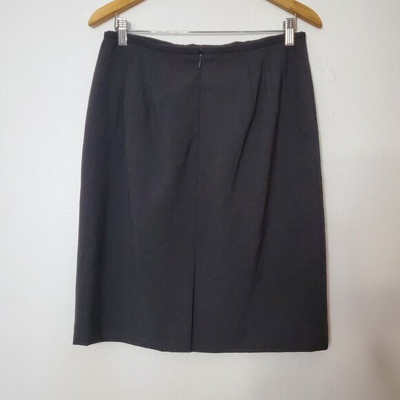 Talbots Petites Stretch Skirt 12P Gray Lined Back Zip Wool Spandex Knee Length - Picture 2 of 8